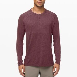 Lululemon Metal Vent Tech Red Long Sleeve Henley Shirt XL Mens